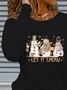Women's Long Sleeve T-shirt Spring/Fall Black Christmas Snowman Printing Jersey Crew Neck Daily Going Out Casual Top
