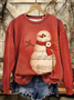 Printing Casual Christmas Snowman Crew Neck Sweatshirt