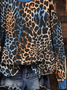 Leopard Crew Neck Printing Casual Sweatshirt