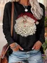 Women's Long Sleeve T-shirt Spring/Fall Black Christmas Printing Jersey Crew Neck Daily Going Out Casual Top