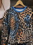 Leopard Crew Neck Printing Casual Sweatshirt