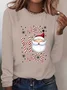 Women's Long Sleeve T-shirt Spring/Fall Wine Red Christmas Printing Jersey Crew Neck Daily Going Out Casual Top