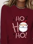 Women's Long Sleeve T-shirt Spring/Fall Wine Red Christmas Printing Jersey Crew Neck Daily Going Out Casual Top