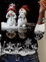 Women's Long Sleeve T-shirt Spring/Fall Black Christmas Snowman Printing Jersey Crew Neck Daily Going Out Casual Top