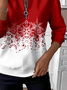 Women's Christmas Print Casual Zipper Long Sleeve Sweatshirt