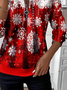 Women's Christmas Print Casual Zipper Long Sleeve Sweatshirt
