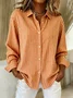Women's Long Sleeve Shirt Spring/Fall Red Striped Buckle Shirt Collar Regular Sleeve Daily Going Out Casual Top
