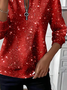 Women's Christmas Print Casual Zipper Long Sleeve Sweatshirt