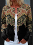Women's National Totem Art Print Buttoned Cardigan Sweater