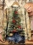 Christmas Tree Printing Casual Sweatshirt