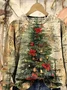 Christmas Tree Printing Casual Sweatshirt