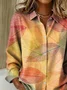 Women's Long Sleeve Shirt Spring/Fall Orange Leaf Buckle Shirt Collar Regular Sleeve Daily Going Out Casual Top