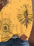 Women's Long Sleeve T-shirt Spring/Fall Yellow Sunflower Printing Jersey Crew Neck Daily Going Out Casual Top