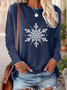 Women's Long Sleeve T-shirt Spring/Fall Deep Blue Christmas Printing Jersey Crew Neck Daily Going Out Casual Top