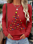 Women's Long Sleeve T-shirt Spring/Fall Red Christmas Printing Jersey Crew Neck Daily Going Out Casual Top