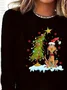 Women's Long Sleeve T-shirt Spring/Fall Black Christmas Printing Jersey Crew Neck Daily Going Out Casual Top