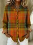 Lace Collar Loose Plaid Vintage Shirt