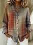 Lace Collar Loose Plaid Vintage Shirt