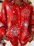 Loose Casual Christmas Shawl Collar Shirt