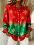 Shawl Collar Christmas Loose Vintage Shirt