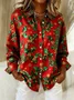 Shawl Collar Vintage Loose Christmas Shirt