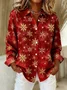Shawl Collar Vintage Loose Christmas Shirt