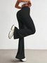 Women's  Elastic Waist H-Line Flare Pants Daily Going Out Pants Black Casual Split Joint Plain Spring/Fall Pants