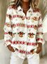 Christmas Vintage Loose Shawl Collar Shirt