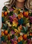Women's Long Sleeve T-shirt Spring/Fall As Picture Maple Leaf Printing Jersey Crew Neck Daily Going Out Casual Top