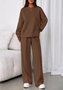 Plain Casual Crew Neck Two-Piece Set