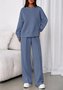 Plain Casual Crew Neck Two-Piece Set