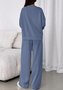 Plain Casual Crew Neck Two-Piece Set