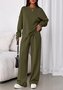 Plain Casual Crew Neck Two-Piece Set
