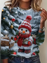 Women's Long Sleeve T-shirt Spring/Fall As Picture Christmas Snowman Printing Jersey Crew Neck Daily Going Out Casual Top
