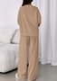 Plain Casual Crew Neck Two-Piece Set