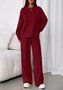 Plain Casual Crew Neck Two-Piece Set