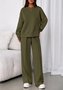 Plain Casual Crew Neck Two-Piece Set
