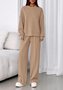 Plain Casual Crew Neck Two-Piece Set