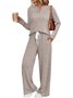 Cotton Plain Casual Two-Piece Set