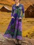 Cowl Neck Loose Casual Floral Dress With No Belt