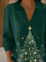 Women's Christmas Print Casual Lapel Sweater