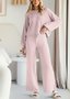 Casual Regular Fit Cotton Plain Two-Piece Set
