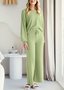 Casual Regular Fit Cotton Plain Two-Piece Set