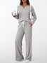 Cotton Plain Casual Two-Piece Set