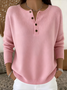 Casual Henley Collar Plain Sweater