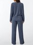 Cotton Plain Casual Two-Piece Set