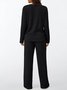 Cotton Plain Casual Two-Piece Set