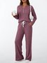 Cotton Plain Casual Two-Piece Set