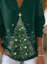 Women's Christmas Print Casual Lapel Sweater