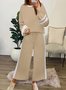 Cotton Casual Color Block Regular Fit Two-Piece Set